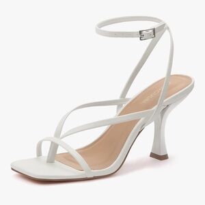 Carcuume white strappy kitten heels